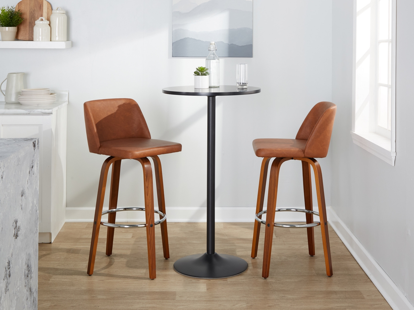 Wymering X Camel Swivel Barstool, Set of 2 - Thumbnail - Image 3