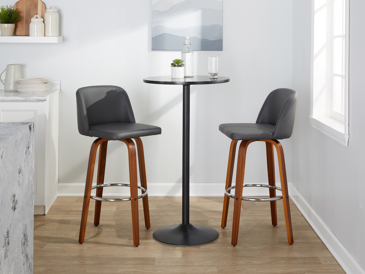 Wymering X Gray Swivel Barstool, Set of 2 - Thumbnail - Image 3