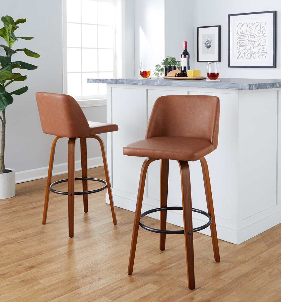 Wymering XI Camel Swivel Barstool, Set of 2 - Thumbnail - Image 3