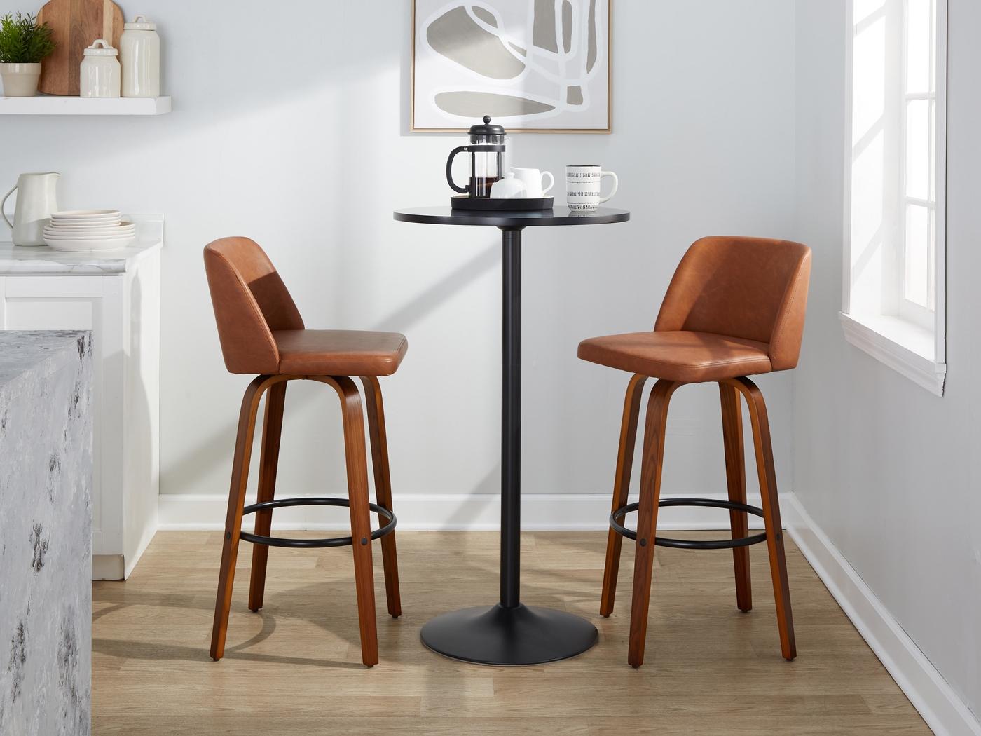 Wymering XI Camel Swivel Barstool, Set of 2 - Thumbnail - Image 4
