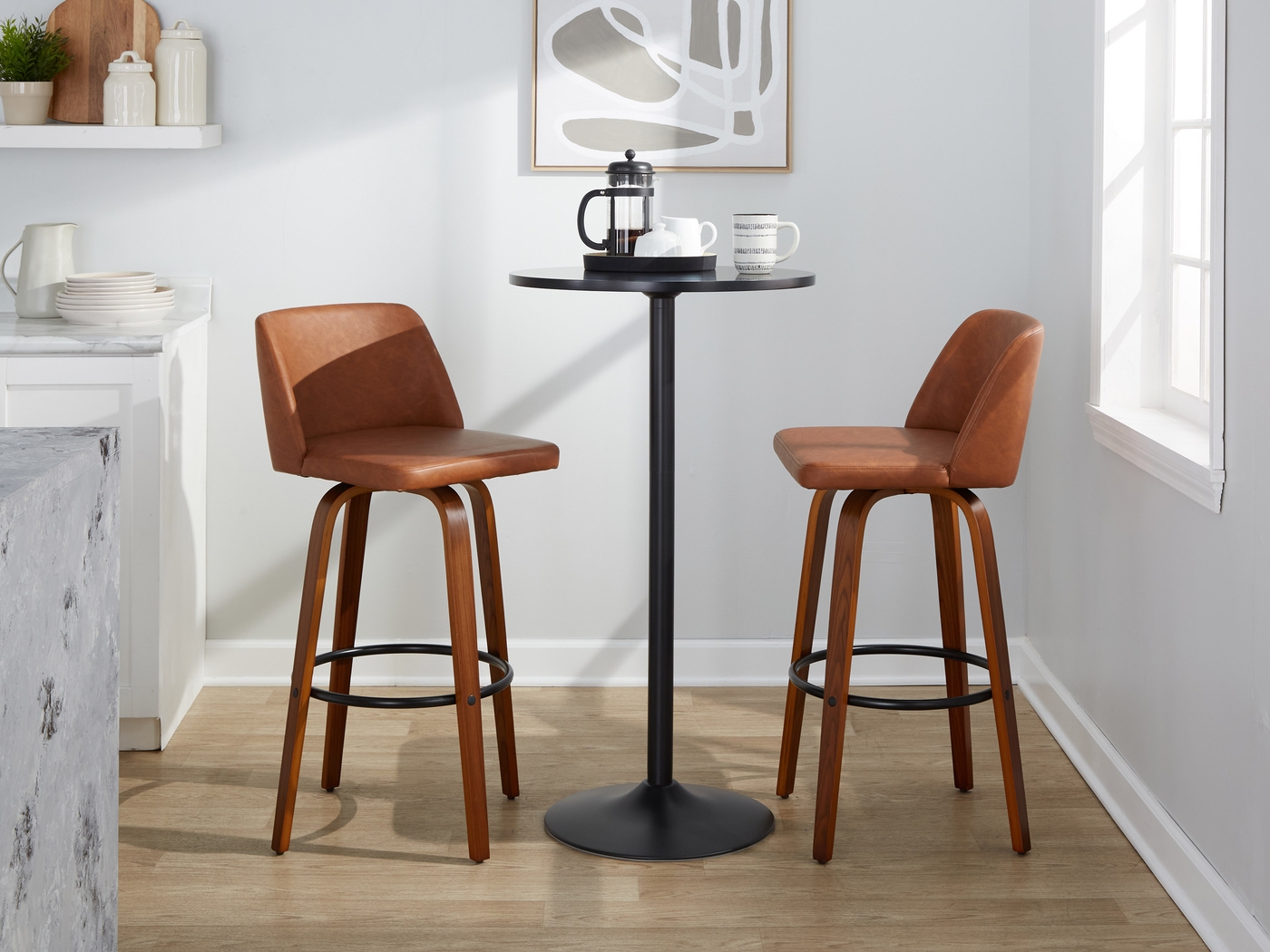 Wymering XI Camel Swivel Barstool, Set of 2 - Thumbnail - Image 5
