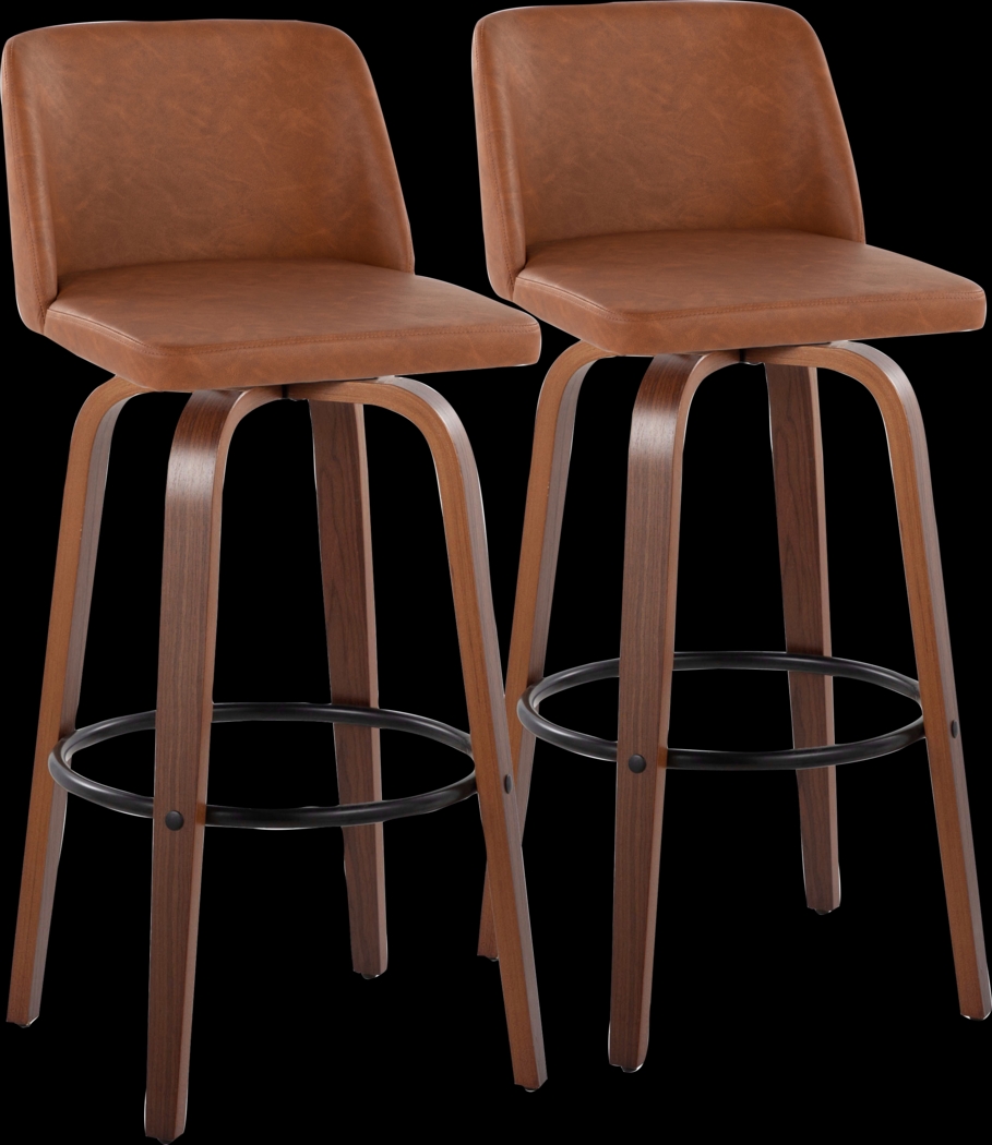 Wymering XI Camel Swivel Barstool, Set of 2 - Thumbnail - Image 1