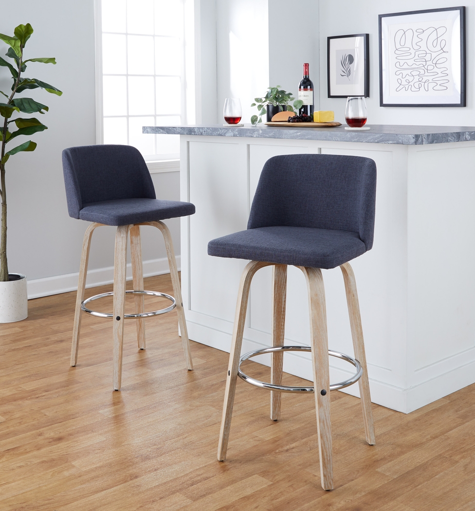 Wymering XII Blue Swivel Barstool, Set of 2 - Thumbnail - Image 4