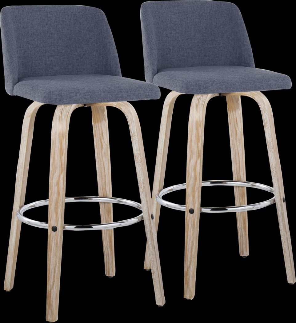 Wymering XII Blue Swivel Barstool, Set of 2 - Thumbnail - Image 1