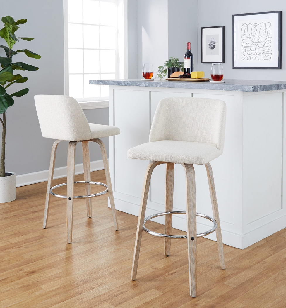 Wymering XII Cream Swivel Barstool, Set of 2 - Thumbnail - Image 3