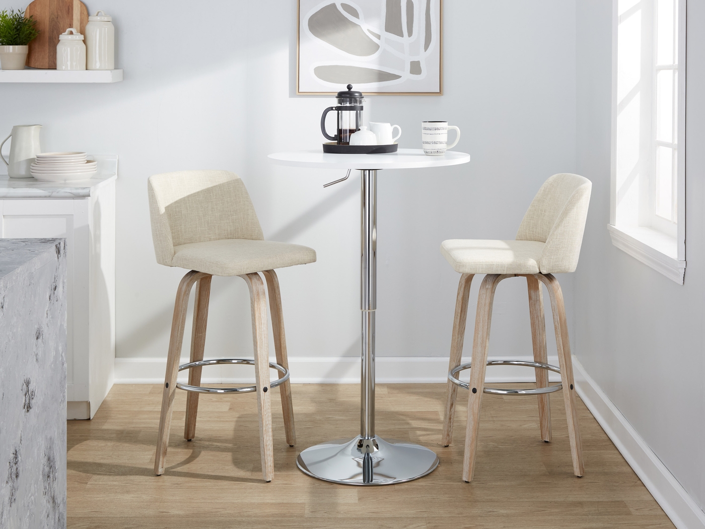 Wymering XII Cream Swivel Barstool, Set of 2 - Thumbnail - Image 5
