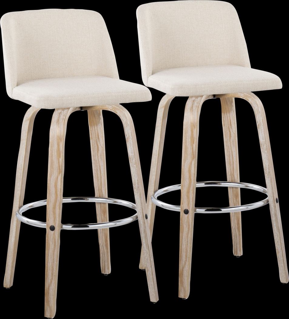 Wymering XII Cream Swivel Barstool, Set of 2 - Thumbnail - Image 1