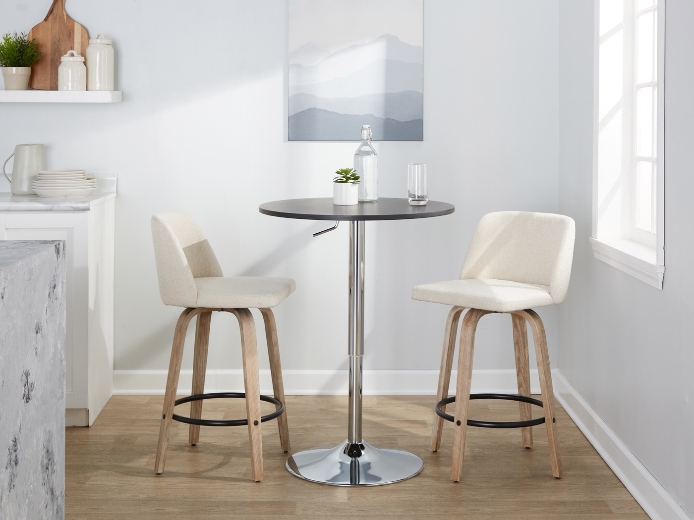 Wymering XII Cream Swivel Counter Height Stool, Set of 2 - Thumbnail - Image 2