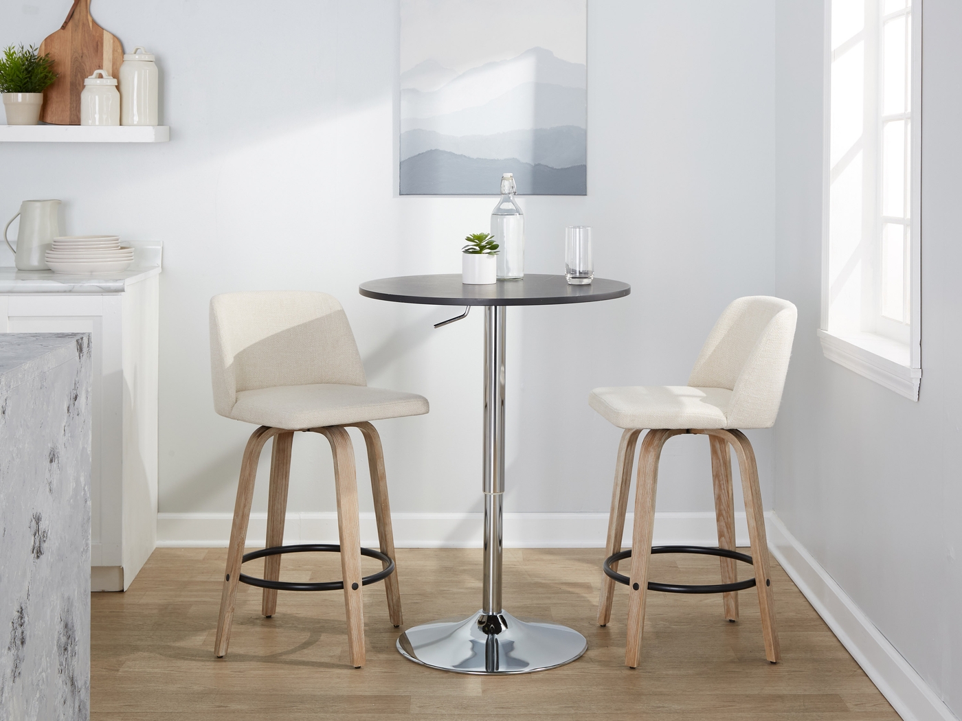 Wymering XII Cream Swivel Counter Height Stool, Set of 2 - Thumbnail - Image 3