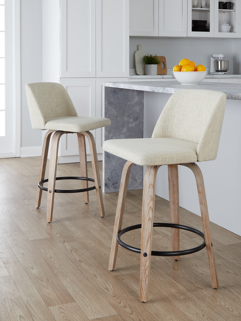 Wymering XII Cream Swivel Counter Height Stool, Set of 2 - Thumbnail - Image 4