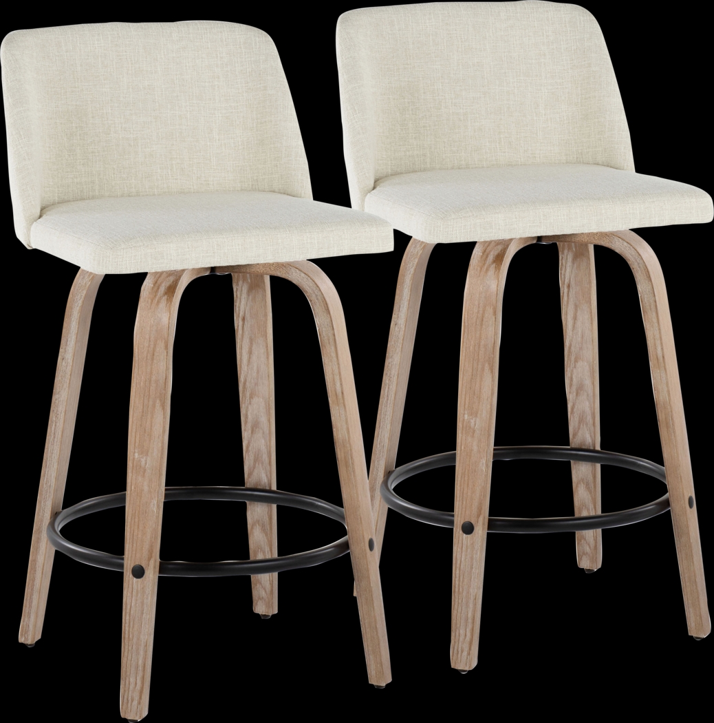 Wymering XII Cream Swivel Counter Height Stool, Set of 2 - Thumbnail - Image 1