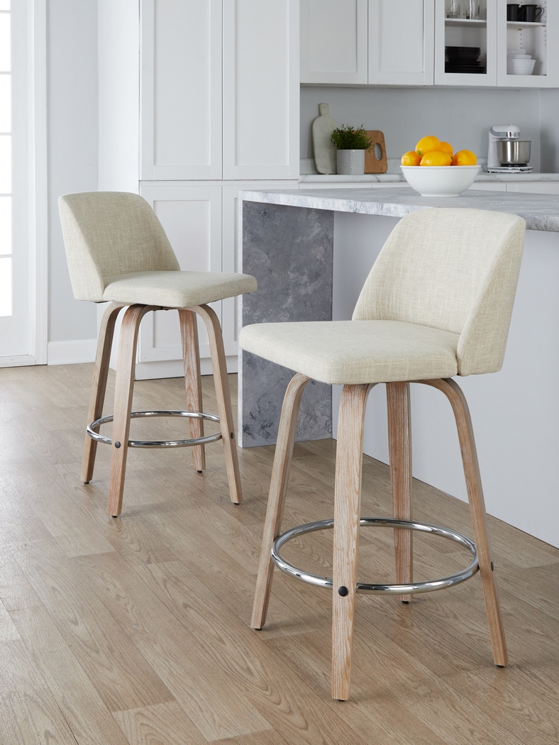 Wymering XII Cream Swivel Counter Height Stool, Set of 2 - Thumbnail - Image 2