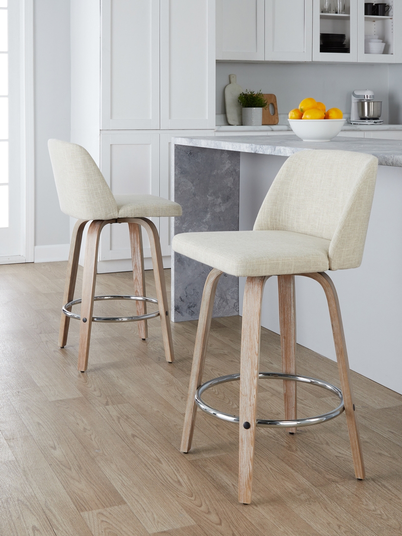 Wymering XII Cream Swivel Counter Height Stool, Set of 2 - Thumbnail - Image 3