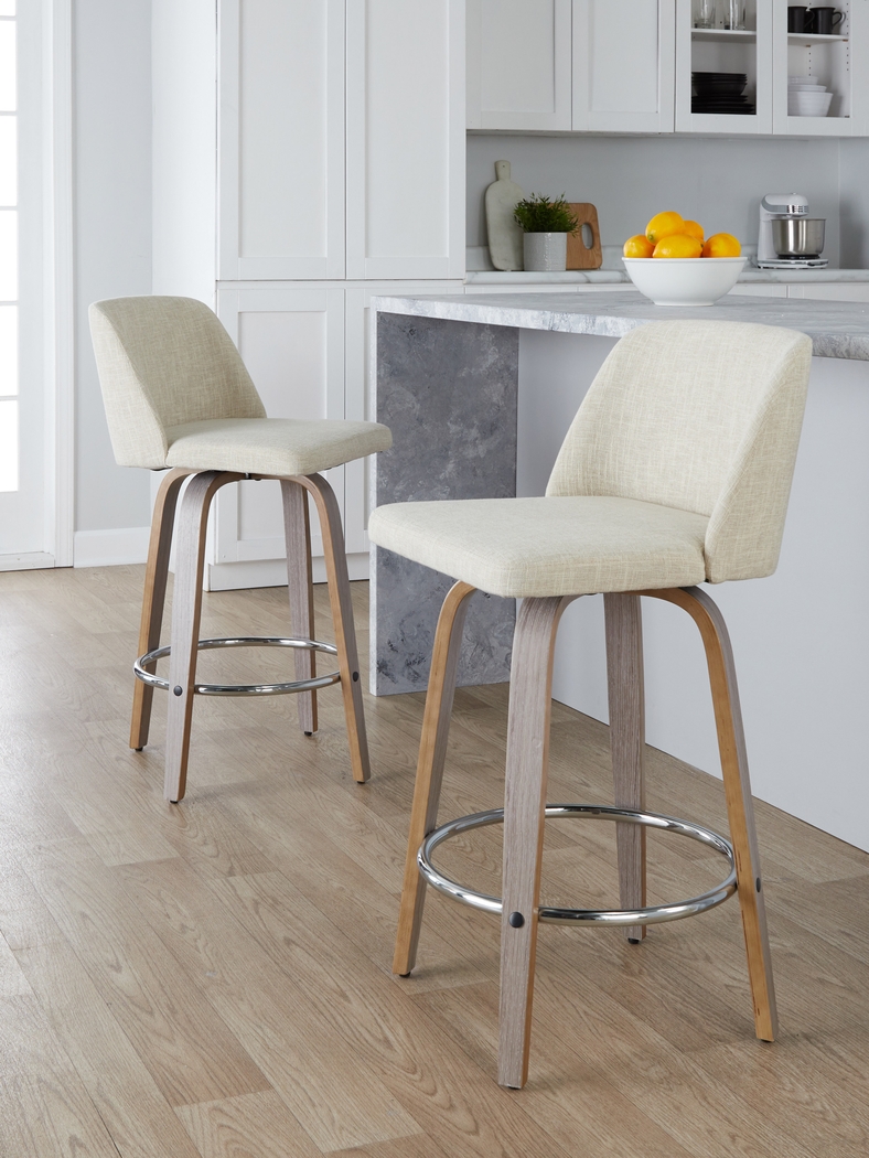 Wymering XII Cream Swivel Counter Height Stool, Set of 2 - Thumbnail - Image 4
