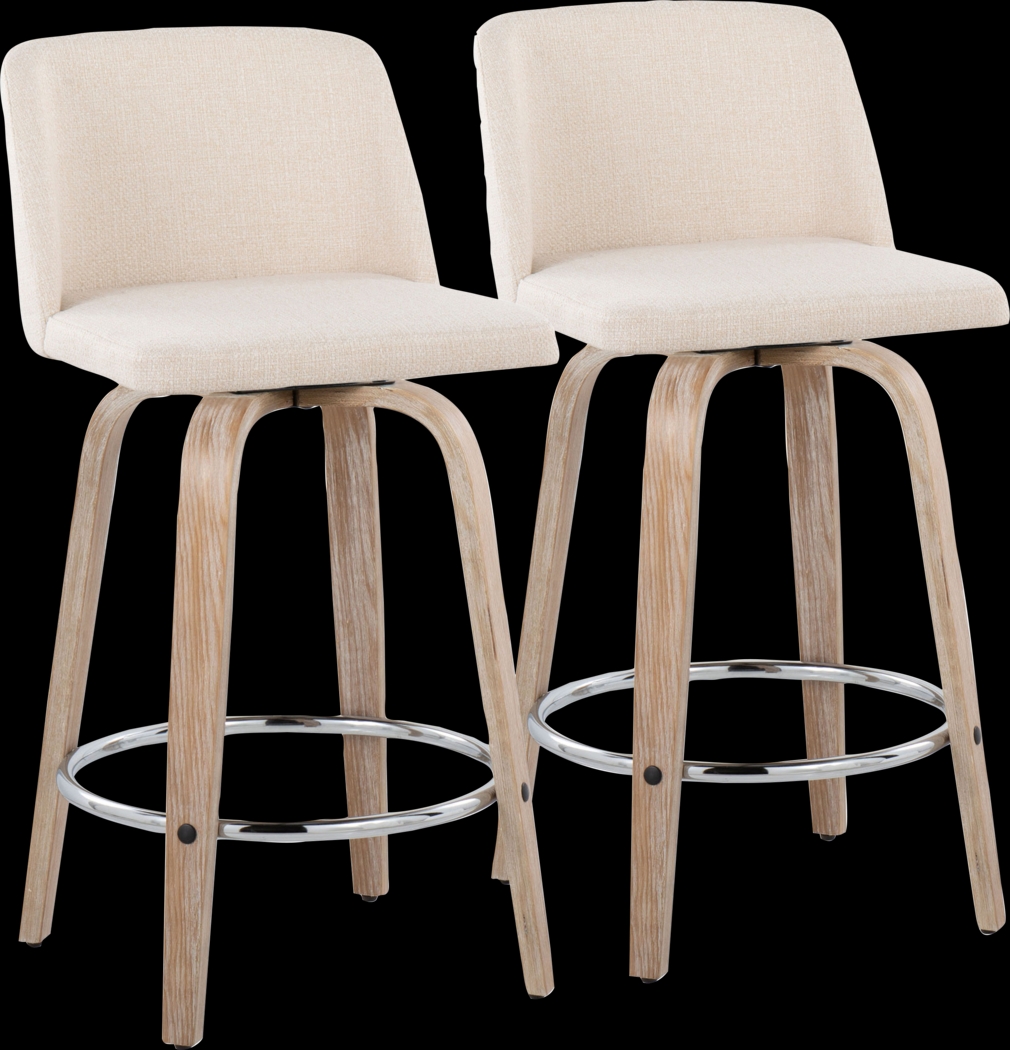 Wymering XII Cream Swivel Counter Height Stool, Set of 2 - Thumbnail - Image 1