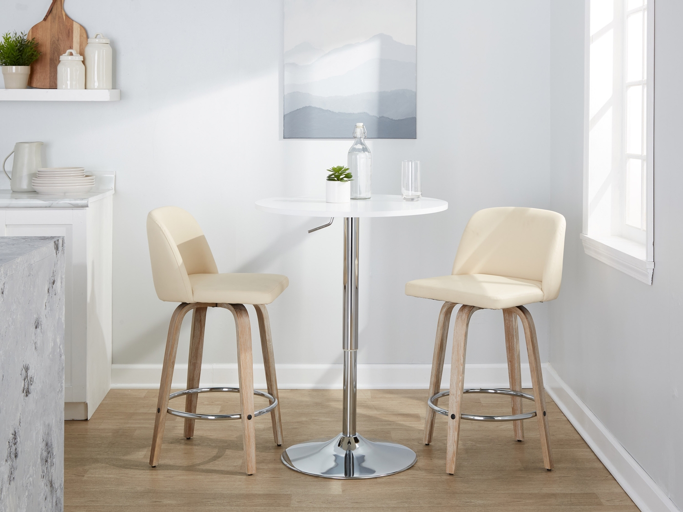 Wymering XII Cream Swivel Counter Height Stool, Set of 2 - Thumbnail - Image 2