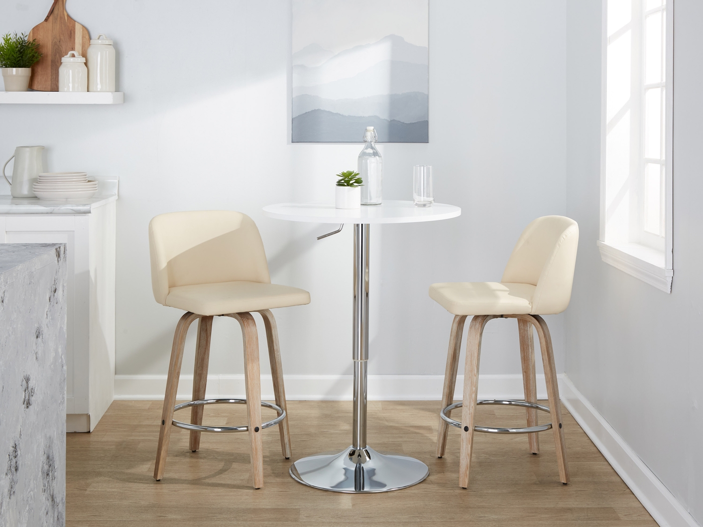 Wymering XII Cream Swivel Counter Height Stool, Set of 2 - Thumbnail - Image 3