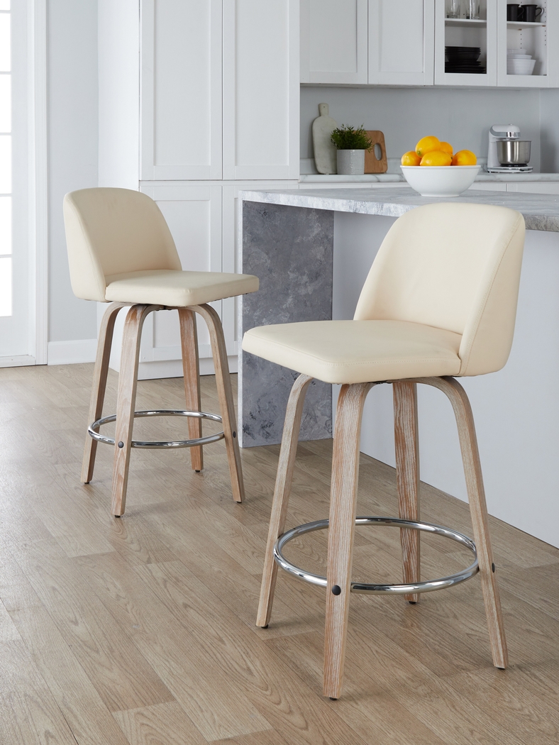 Wymering XII Cream Swivel Counter Height Stool, Set of 2 - Thumbnail - Image 4