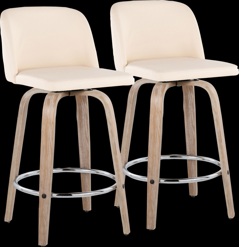Wymering XII Cream Swivel Counter Height Stool, Set of 2 - Thumbnail - Image 1