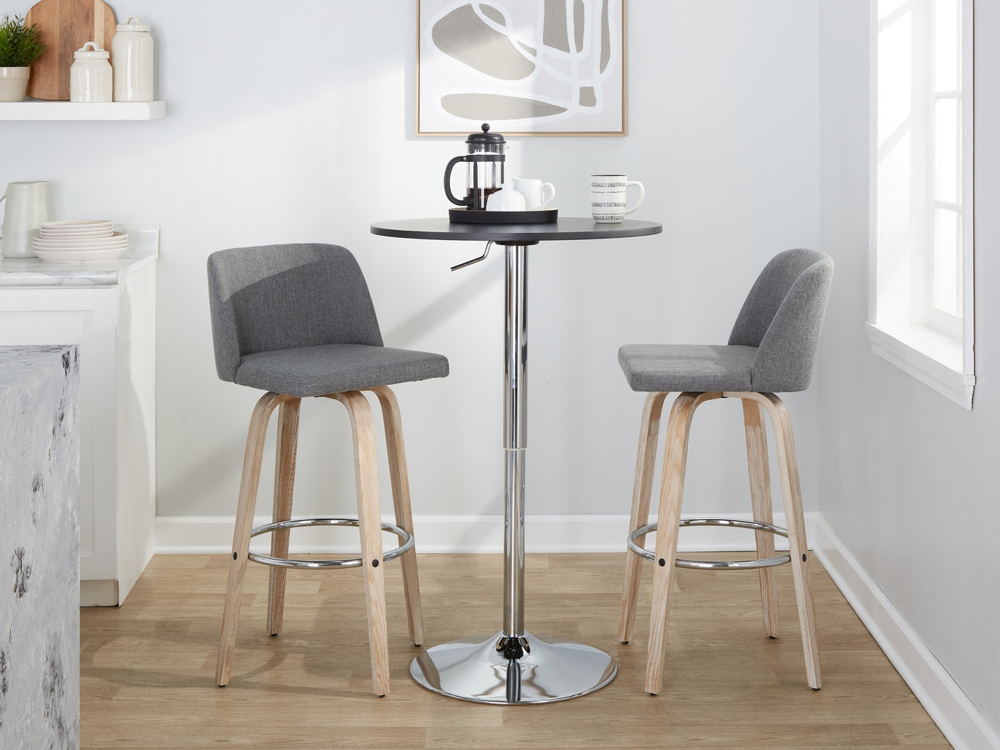Wymering XII Gray Swivel Barstool, Set of 2 - Thumbnail - Image 3