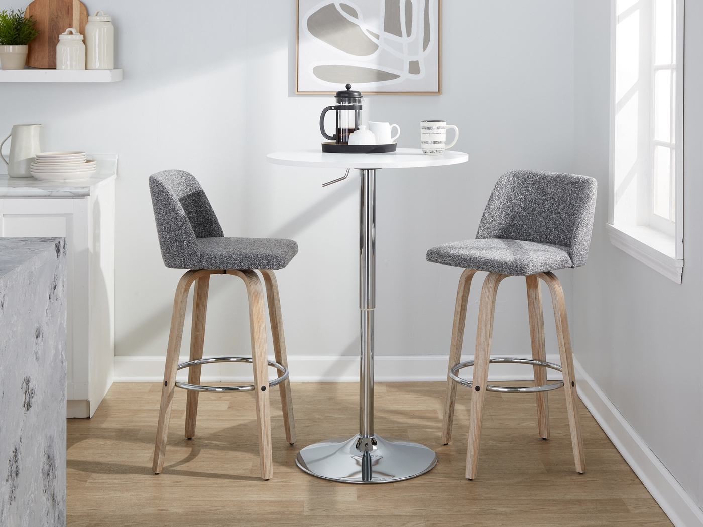 Wymering XII Gray Swivel Barstool, Set of 2 - Thumbnail - Image 4