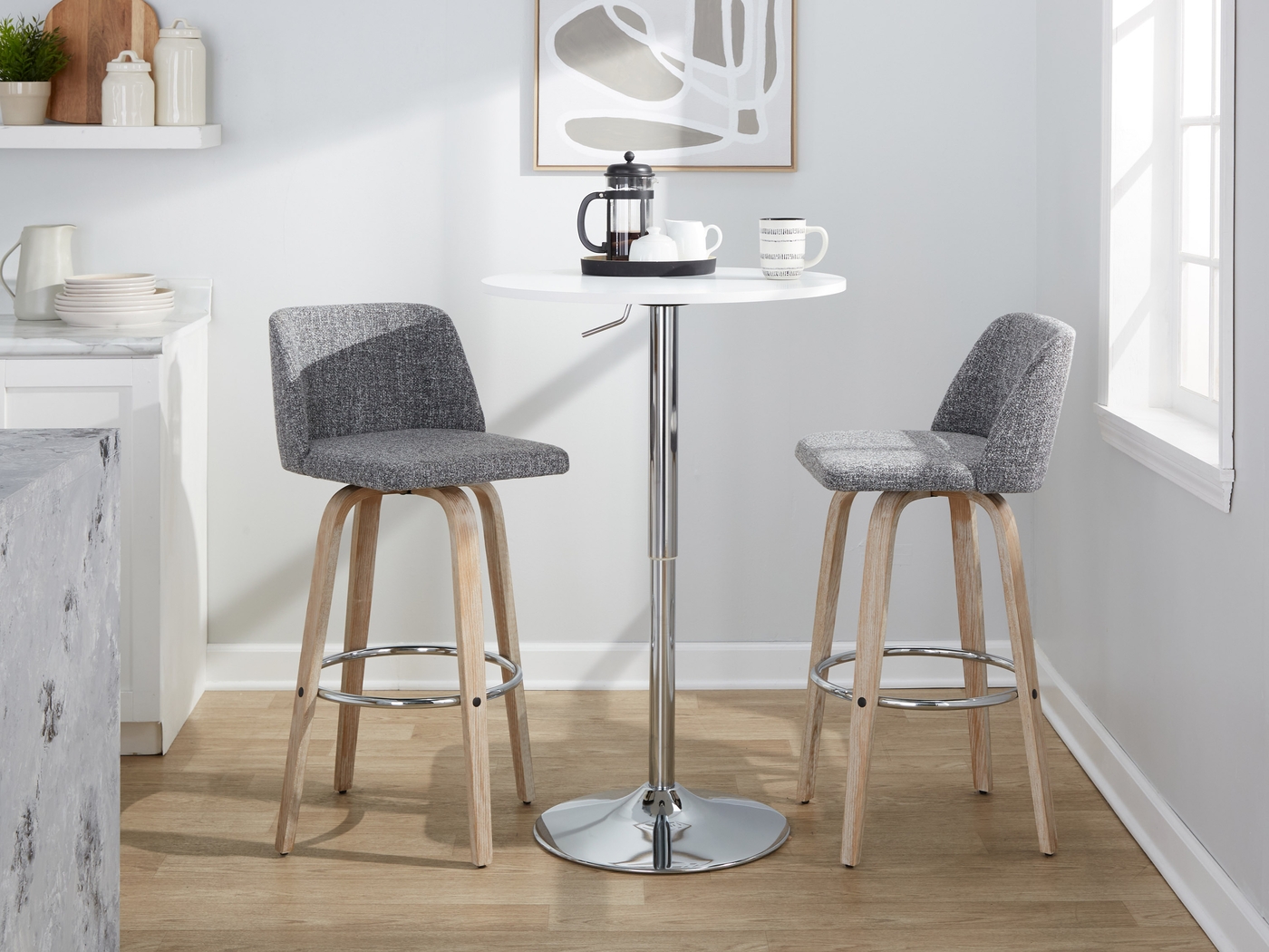 Wymering XII Gray Swivel Barstool, Set of 2 - Thumbnail - Image 5