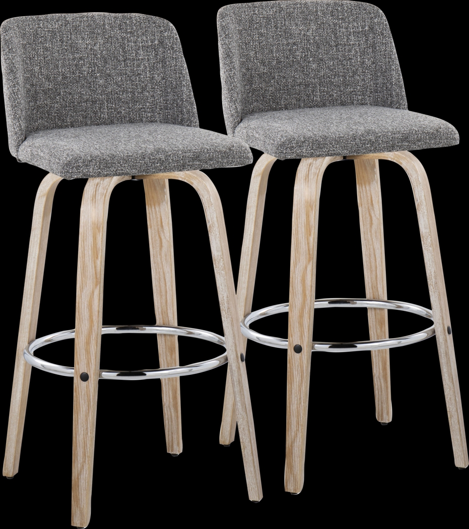 Wymering XII Gray Swivel Barstool, Set of 2 - Thumbnail - Image 1
