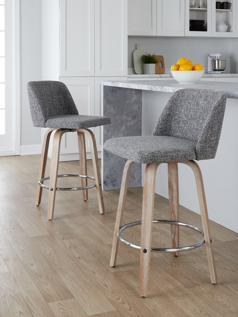Wymering XII Gray Swivel Counter Height Stool, Set of 2 - Thumbnail - Image 2