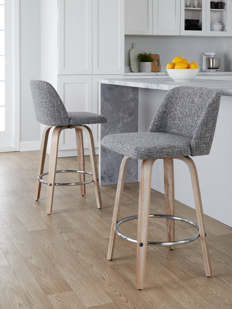 Wymering XII Gray Swivel Counter Height Stool, Set of 2 - Thumbnail - Image 3