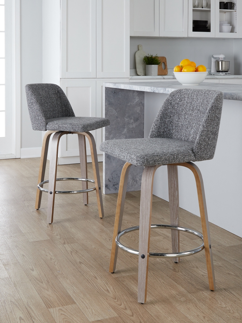 Wymering XII Gray Swivel Counter Height Stool, Set of 2 - Thumbnail - Image 4