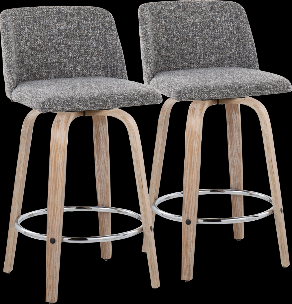 Wymering XII Gray Swivel Counter Height Stool, Set of 2 - Thumbnail - Image 1