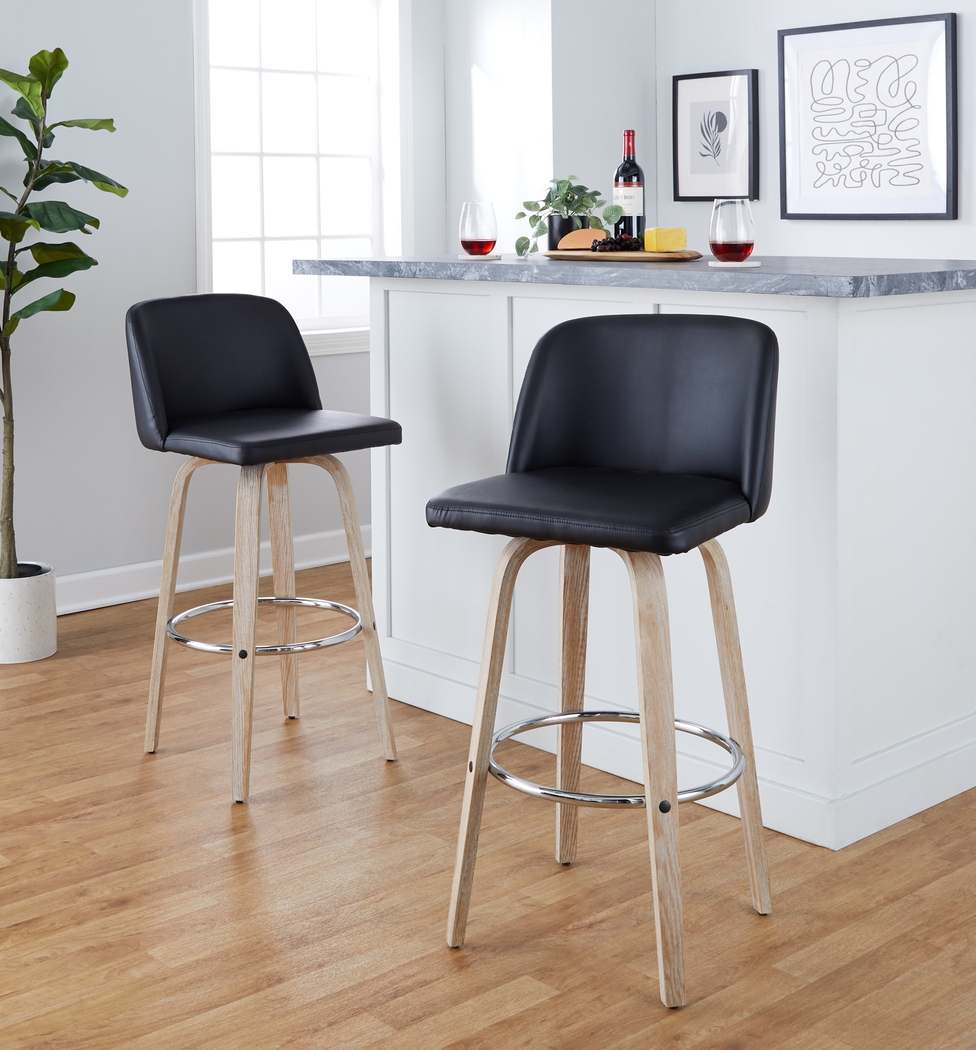 Wymering XIII Black Swivel Barstool, Set of 2 - Thumbnail - Image 4