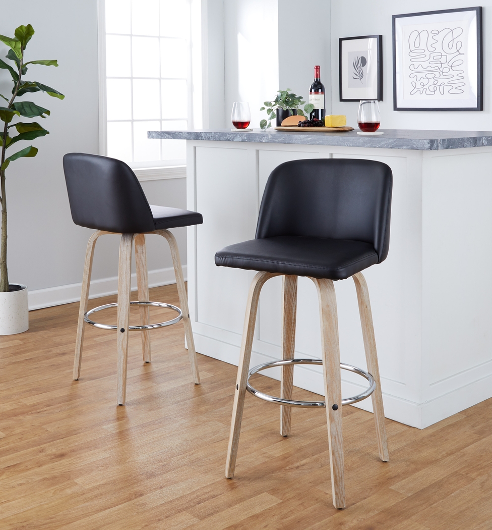 Wymering XIII Black Swivel Barstool, Set of 2 - Thumbnail - Image 5
