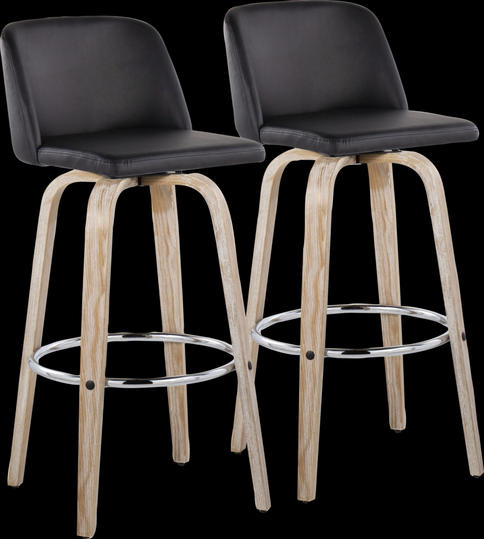 Wymering XIII Black Swivel Barstool, Set of 2 - Thumbnail - Image 1