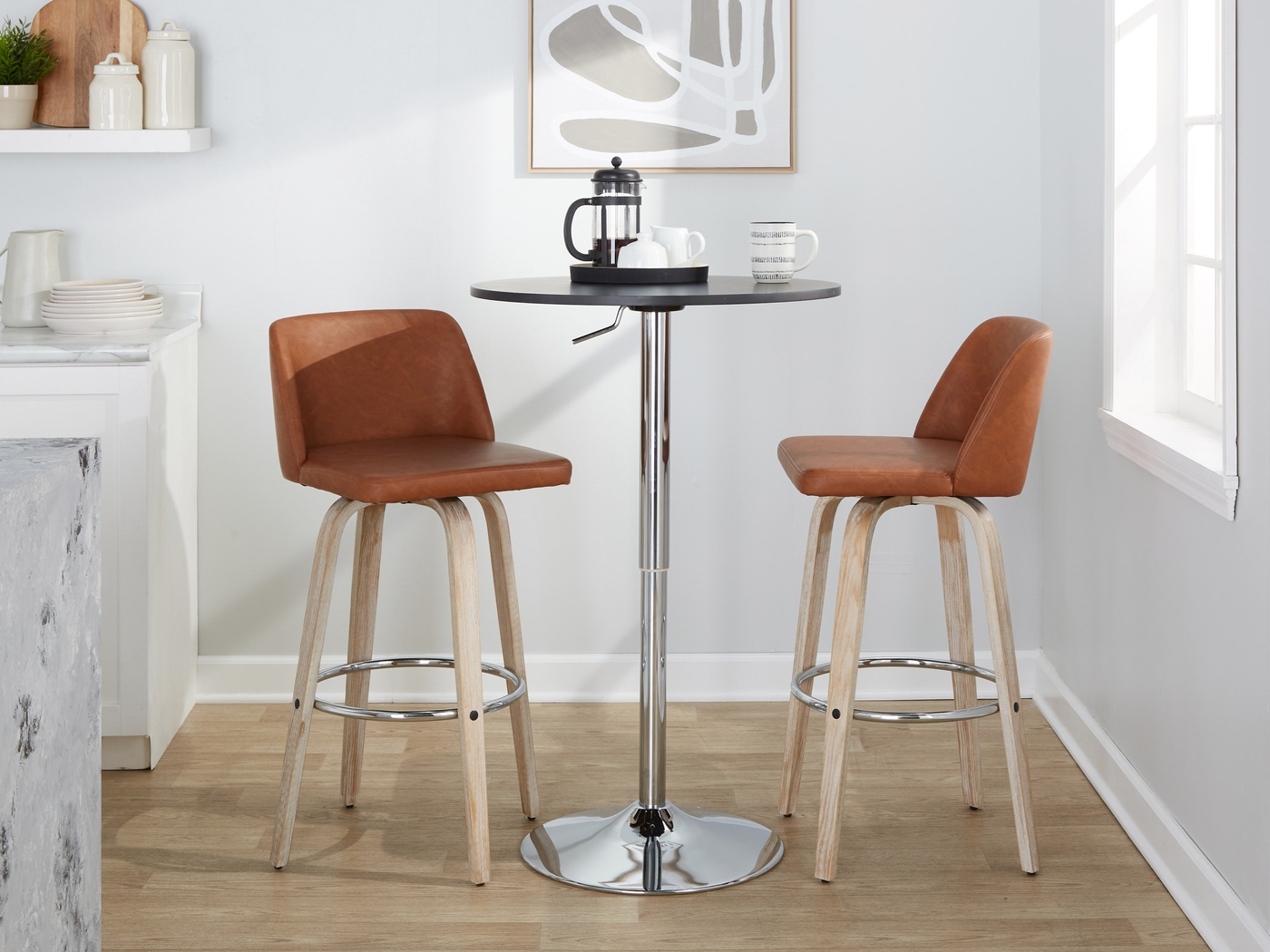 Wymering XIII Camel Swivel Barstool, Set of 2 - Thumbnail - Image 3