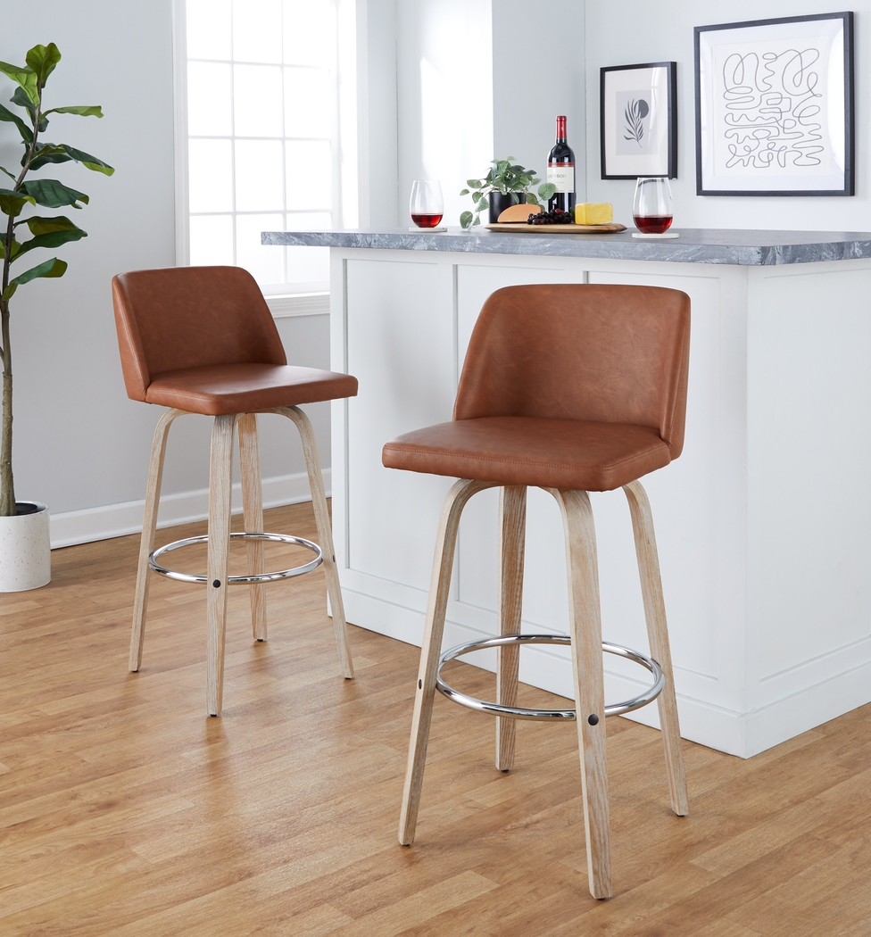 Wymering XIII Camel Swivel Barstool, Set of 2 - Thumbnail - Image 4