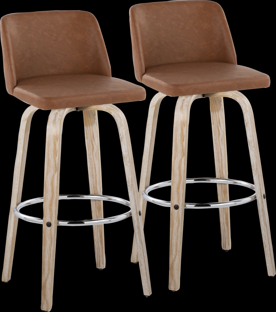 Wymering XIII Camel Swivel Barstool, Set of 2 - Thumbnail - Image 1