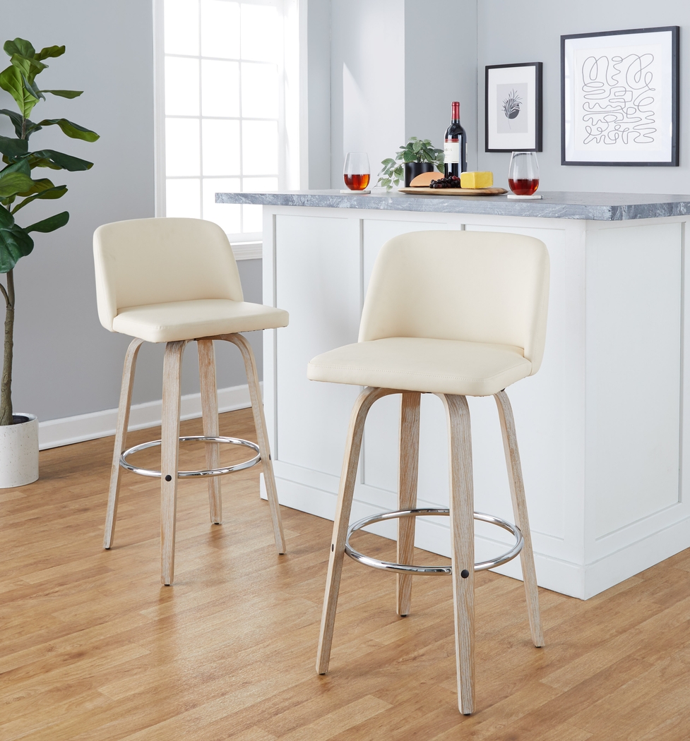 Wymering XIII Cream Swivel Barstool, Set of 2 - Thumbnail - Image 2