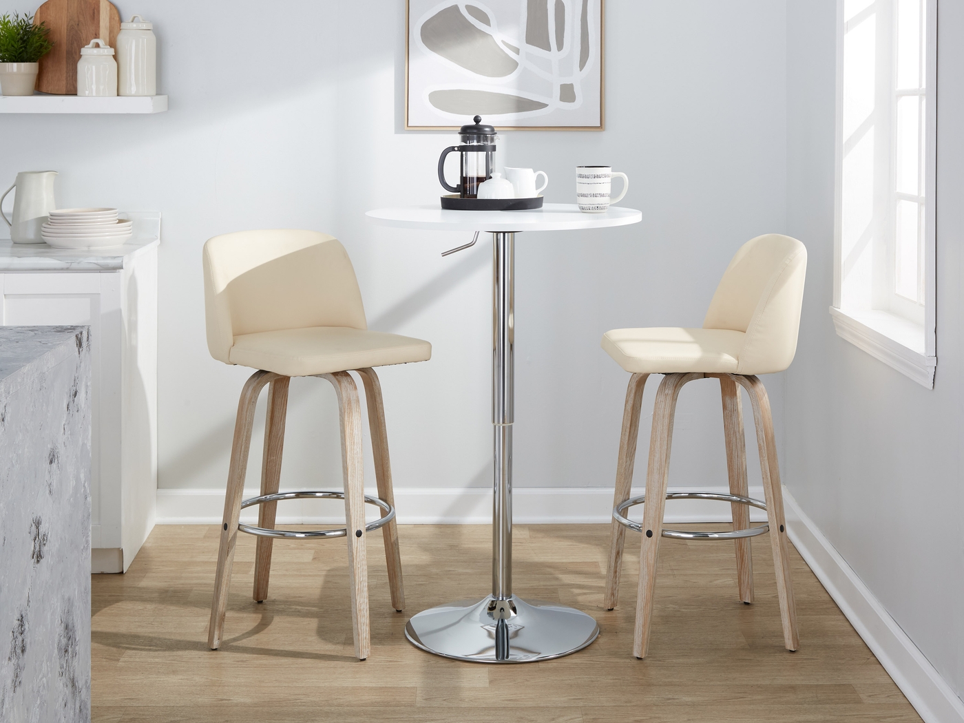 Wymering XIII Cream Swivel Barstool, Set of 2 - Thumbnail - Image 5