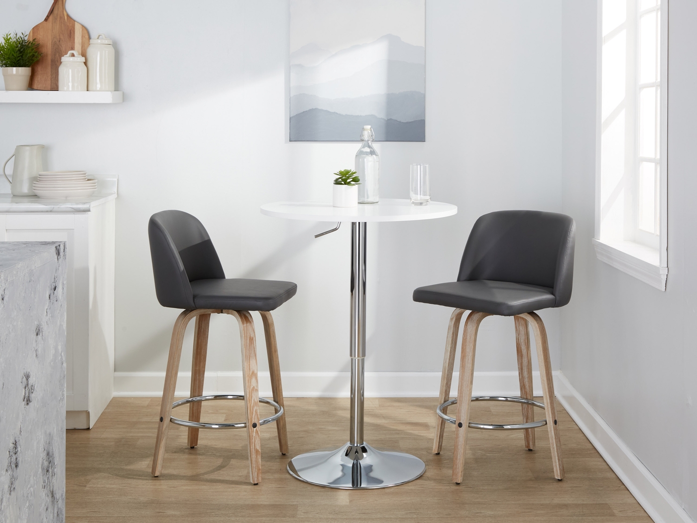 Wymering XIII Gray Swivel Counter Height Stool, Set of 2 - Thumbnail - Image 2