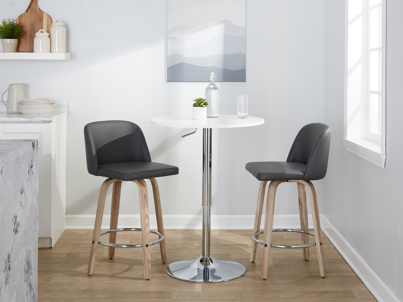 Wymering XIII Gray Swivel Counter Height Stool, Set of 2 - Thumbnail - Image 3