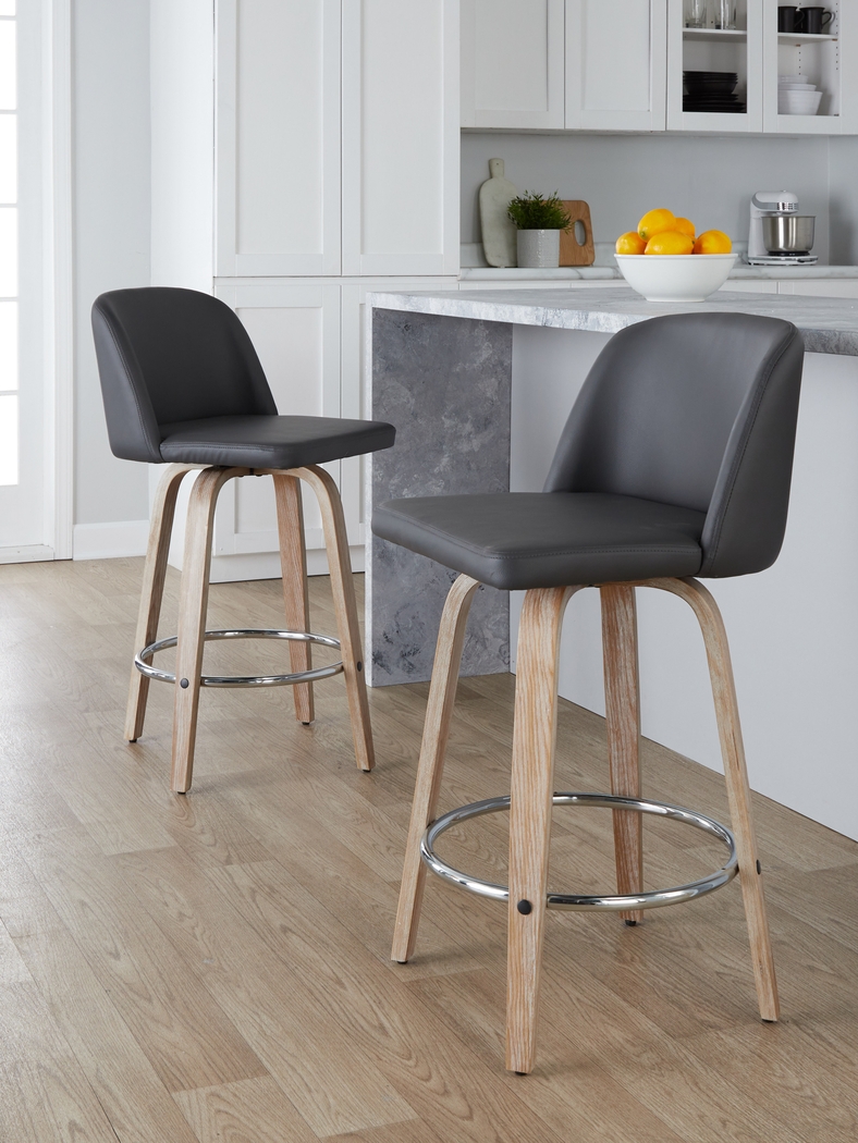 Wymering XIII Gray Swivel Counter Height Stool, Set of 2 - Thumbnail - Image 4