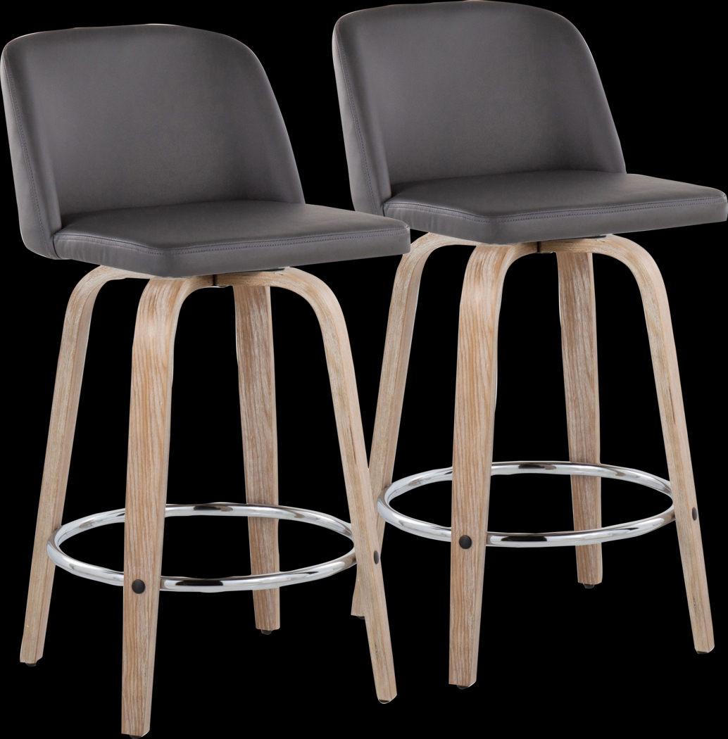 Wymering XIII Gray Swivel Counter Height Stool, Set of 2 - Thumbnail - Image 1