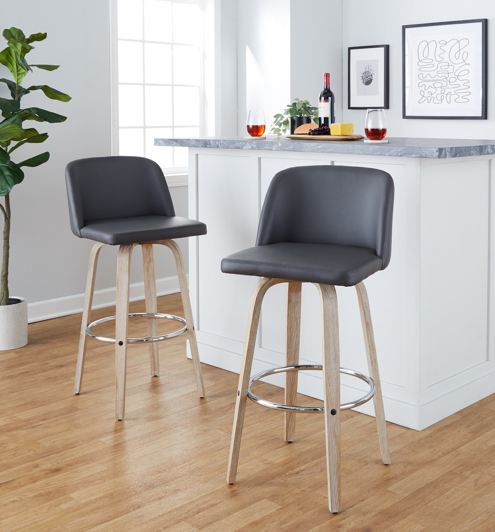 Wymering XIII Gray Swivel Barstool, Set of 2 - Thumbnail - Image 2