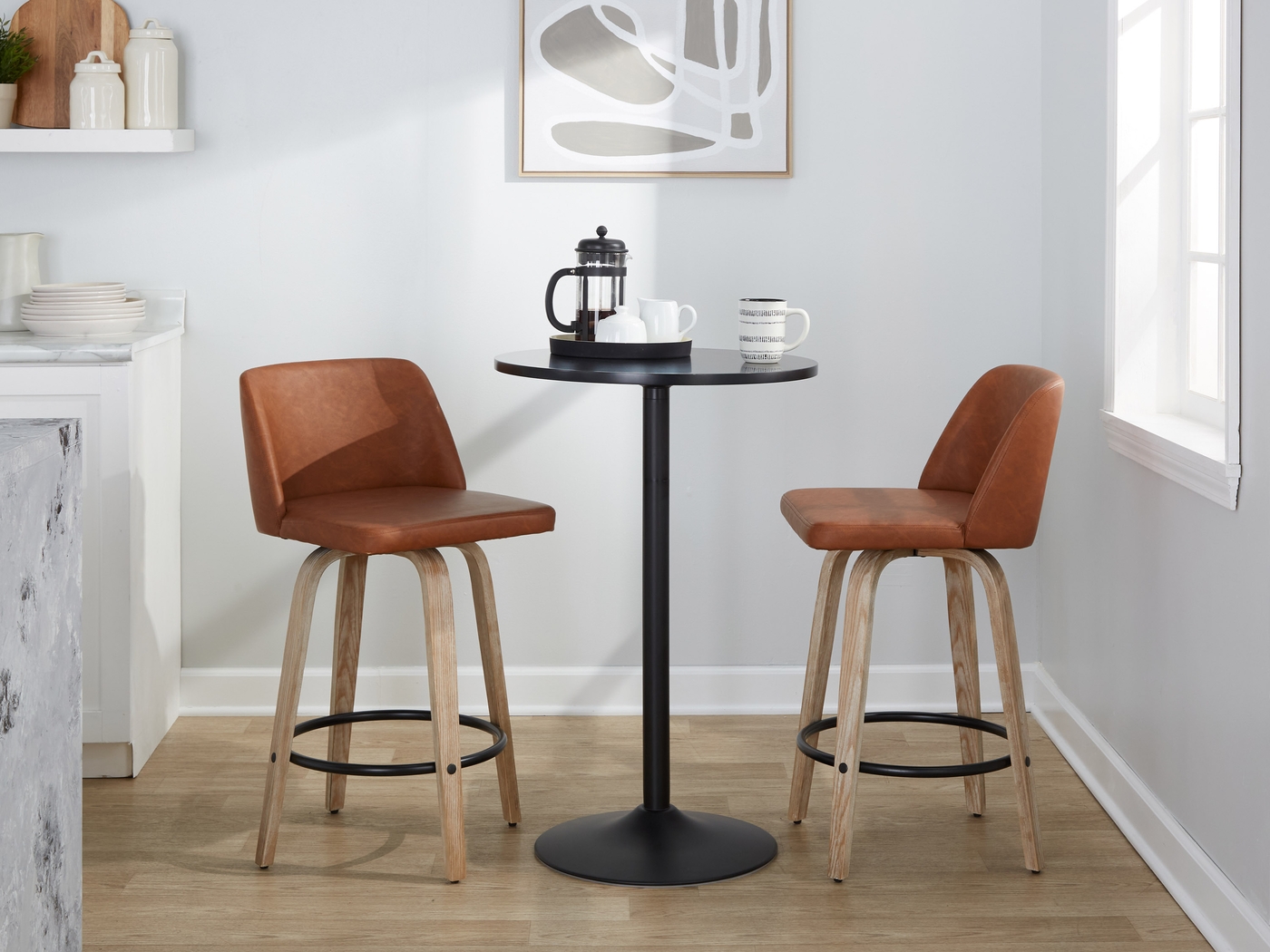 Wymering XIV Camel Swivel Counter Height Stool, Set of 2 - Thumbnail - Image 5