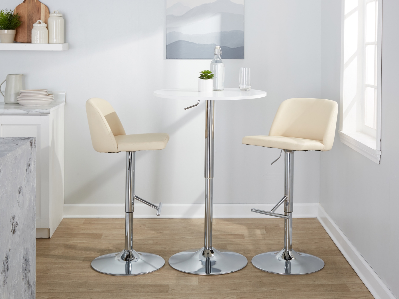 Wymering XV Cream Adjustable Swivel Barstool, Set of 2 - Thumbnail - Image 2