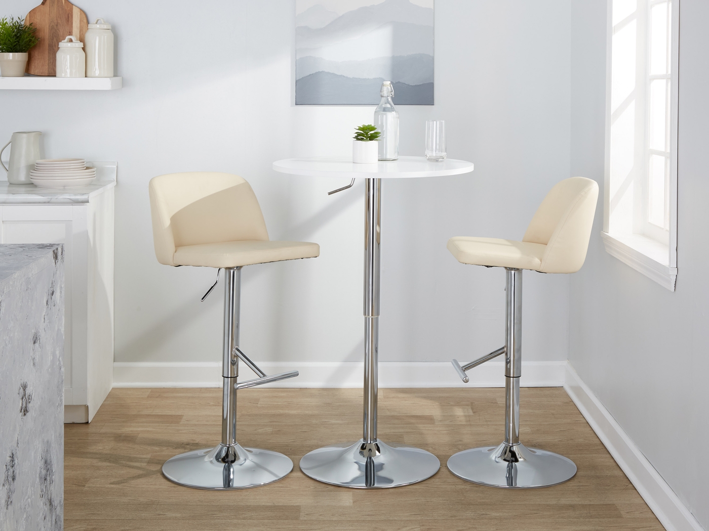Wymering XV Cream Adjustable Swivel Barstool, Set of 2 - Thumbnail - Image 3