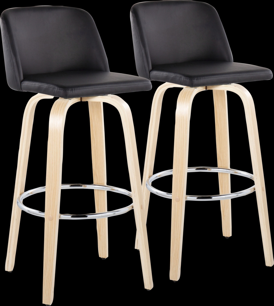 Wymering XVI Black Swivel Barstool, Set of 2 - Thumbnail - Image 1