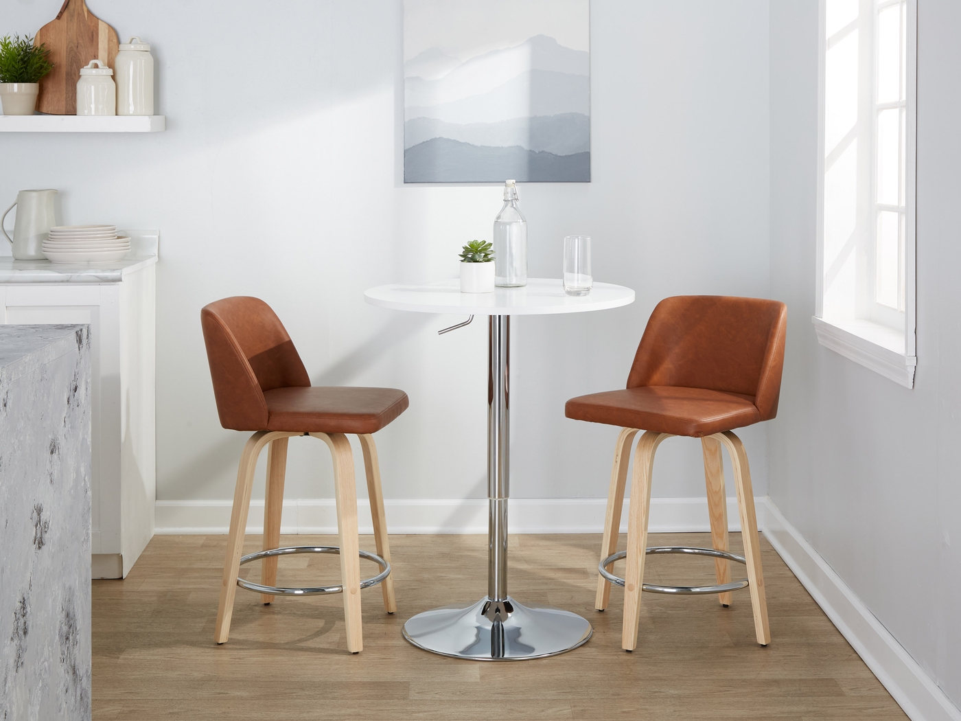 Wymering XVI Camel Swivel 24" Counter Height Stool, Set of 2 - Thumbnail - Image 2