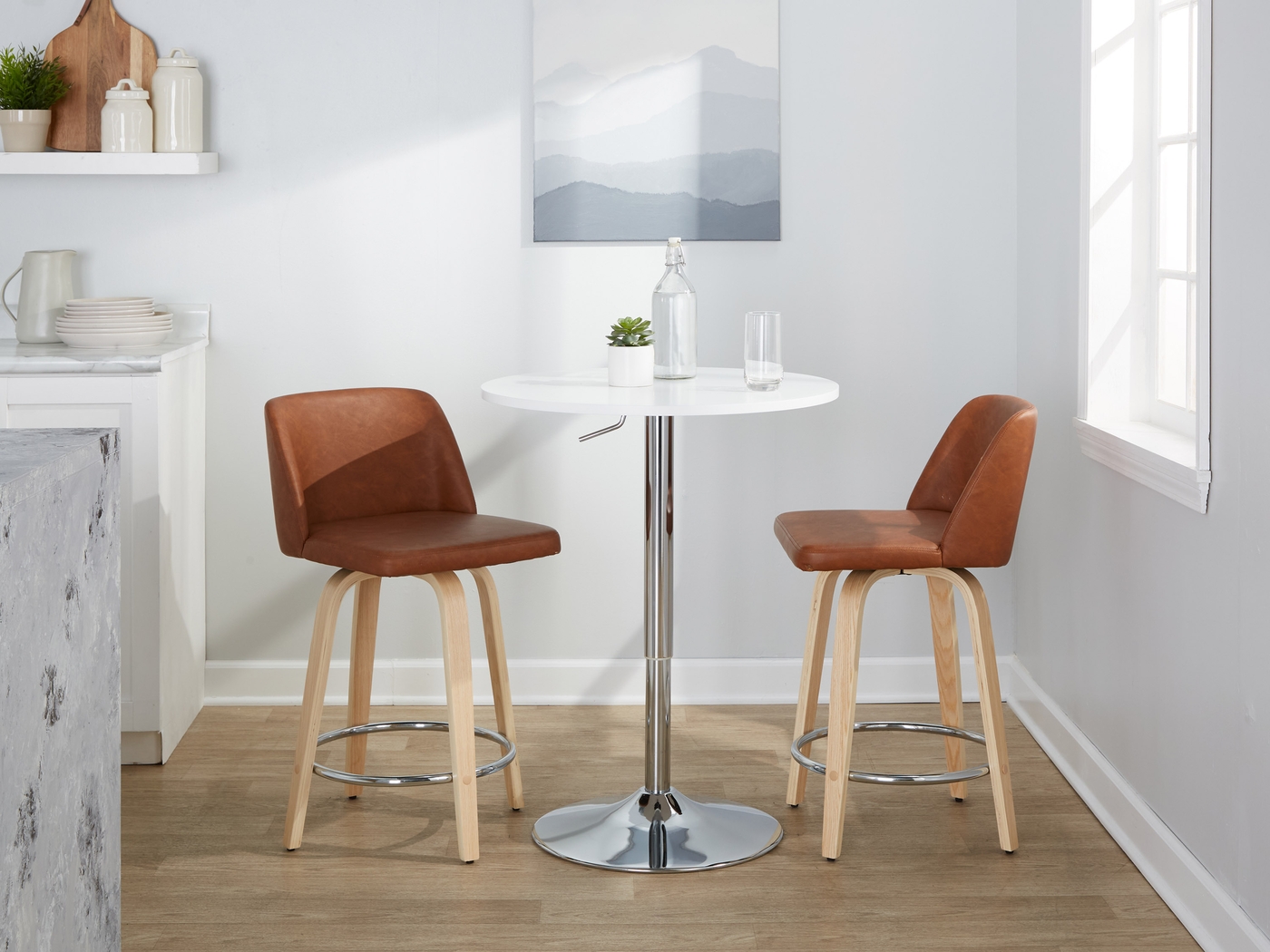 Wymering XVI Camel Swivel 24" Counter Height Stool, Set of 2 - Thumbnail - Image 3